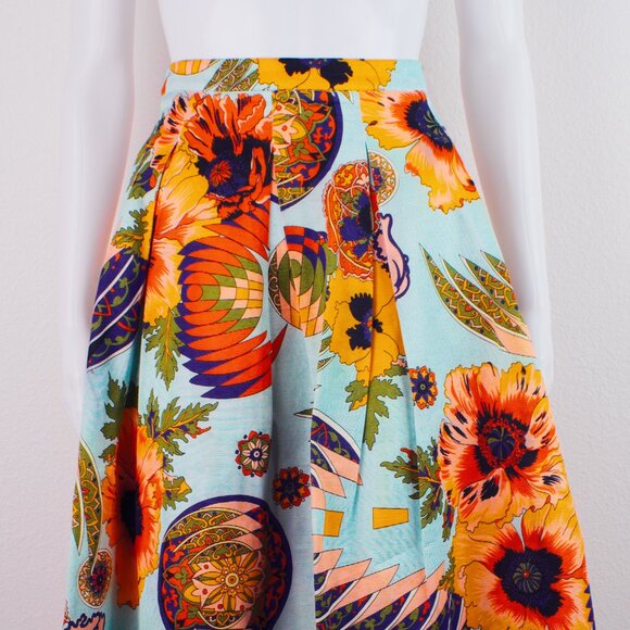 MSGM Pleated Floral Print Midi Skirt Multicolor Size 0 EU 32 UK 4 - Picture 4 of 8